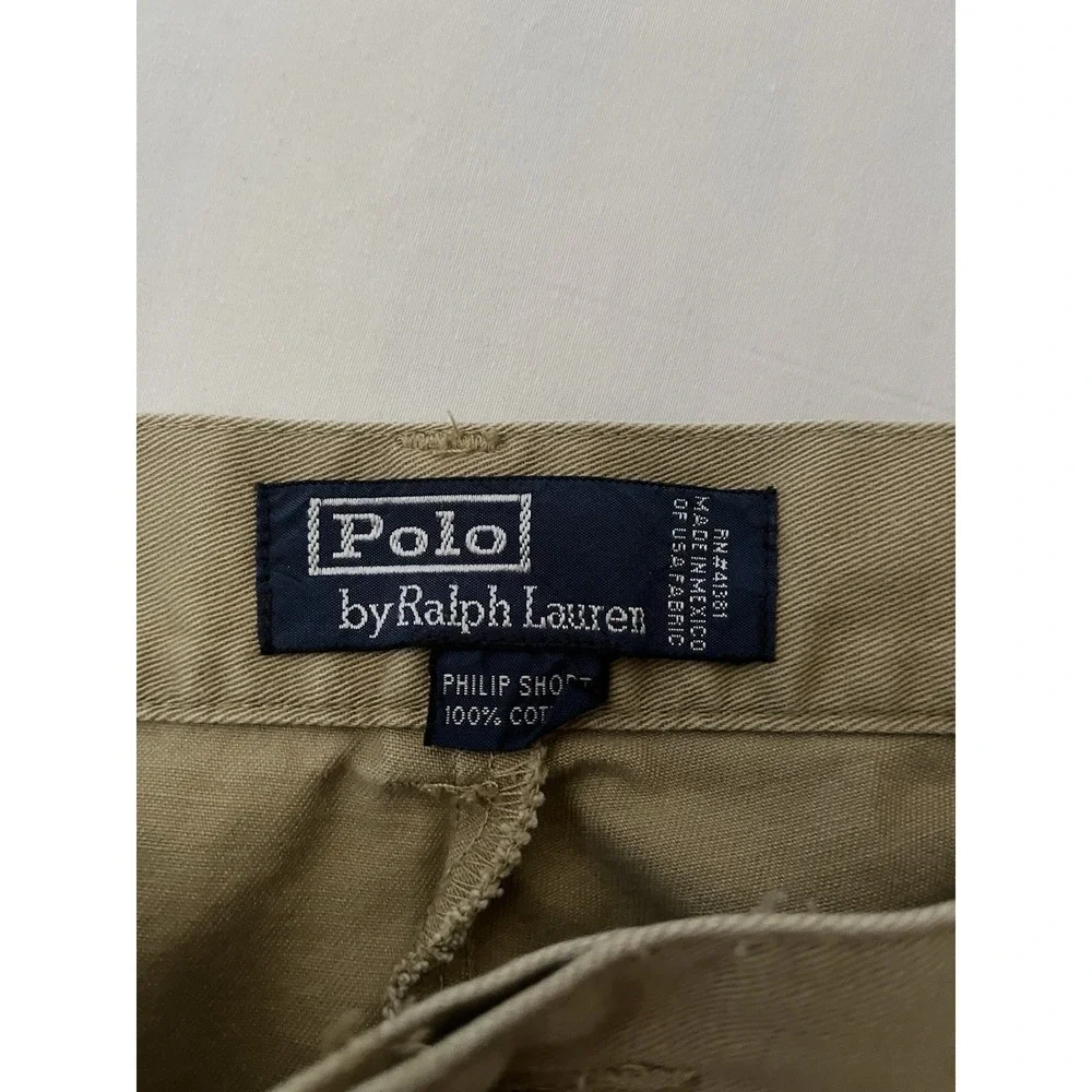 Vintage Polo Ralph Lauren Philip Chino Shorts Men's 36 Beige Flat Front Cotton